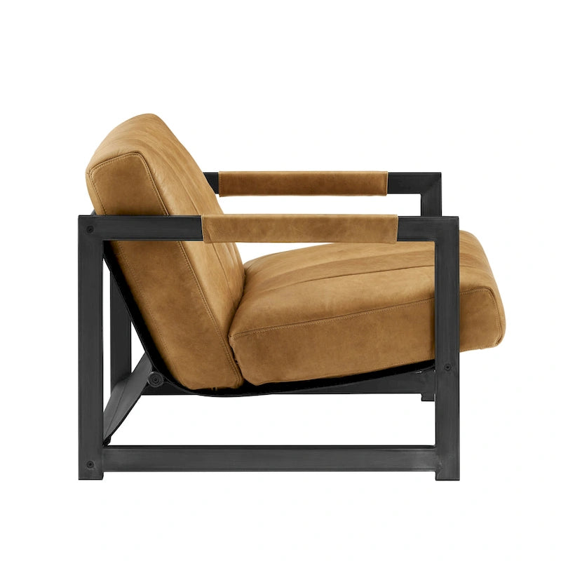 Genuine Leather Lounge Accent Arm Chair