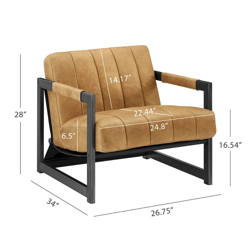 Genuine Leather Lounge Accent Arm Chair
