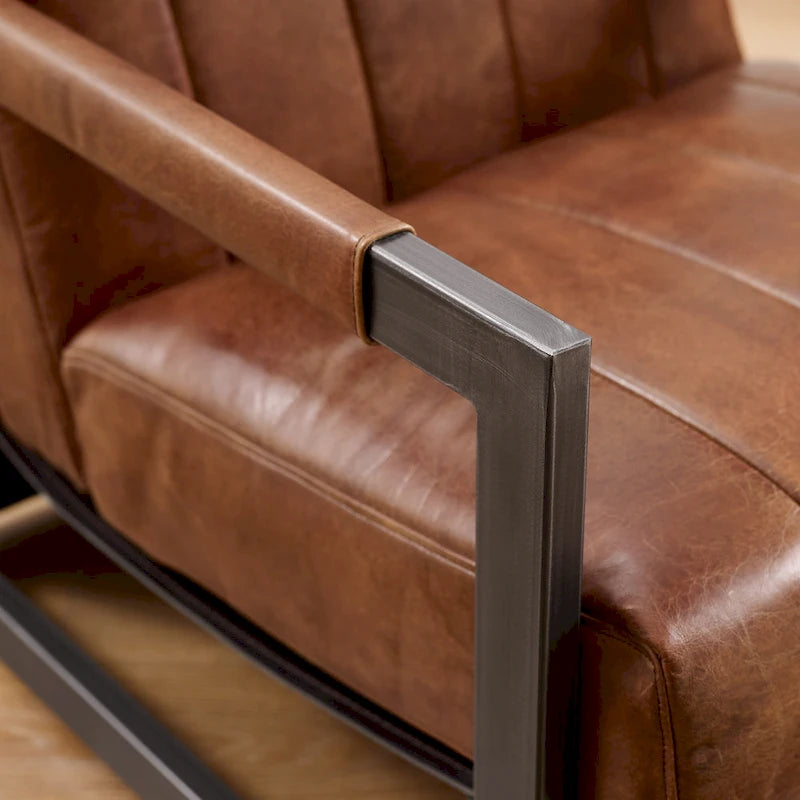 Genuine Leather Lounge Accent Arm Chair