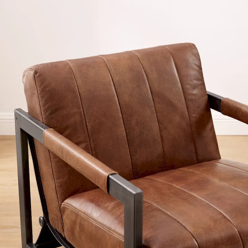 Genuine Leather Lounge Accent Arm Chair