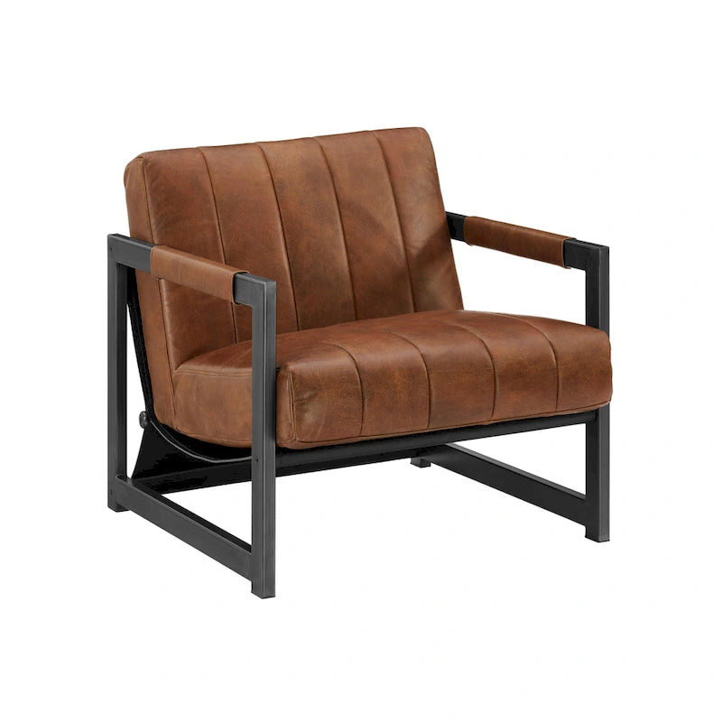 Genuine Leather Lounge Accent Arm Chair
