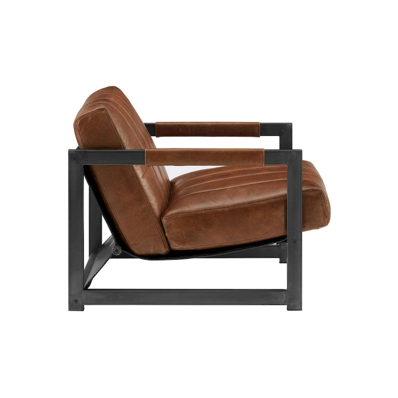 Genuine Leather Lounge Accent Arm Chair