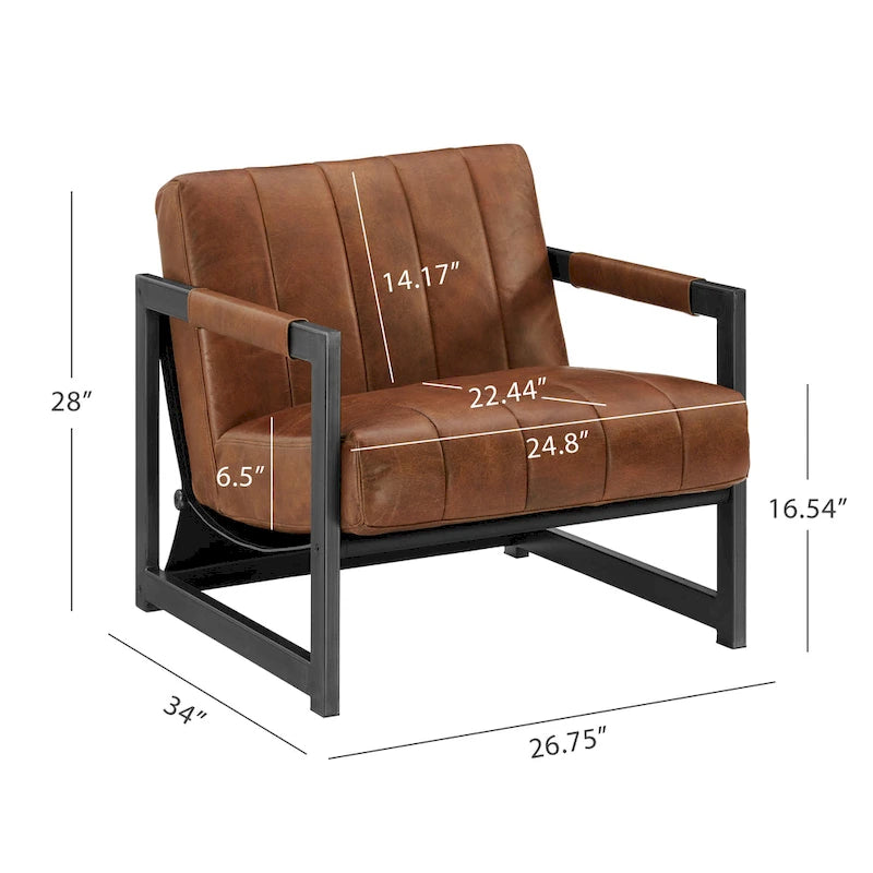Genuine Leather Lounge Accent Arm Chair