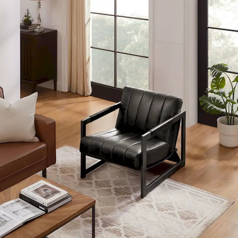Genuine Leather Lounge Accent Arm Chair