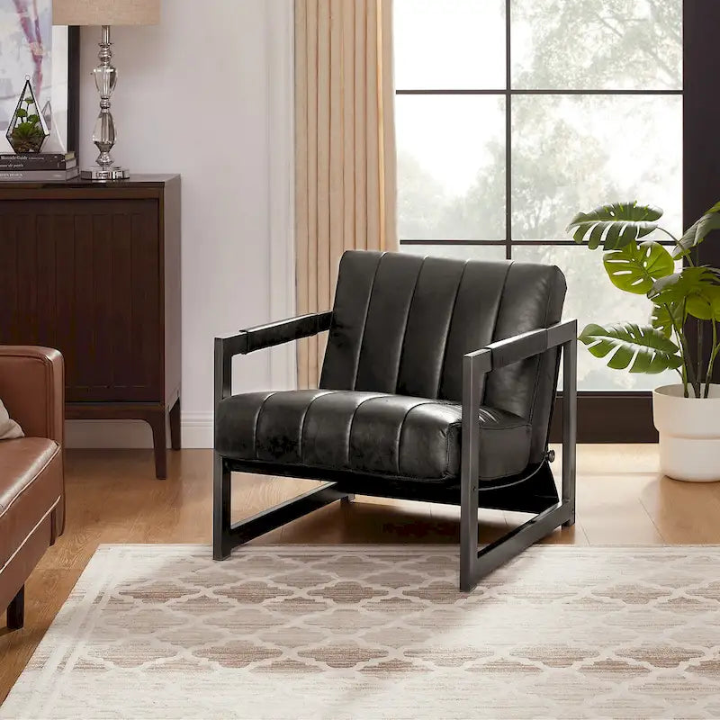 Genuine Leather Lounge Accent Arm Chair