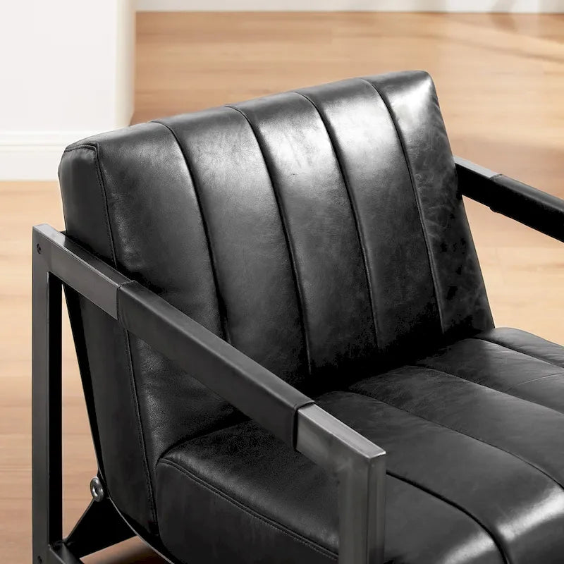 Genuine Leather Lounge Accent Arm Chair