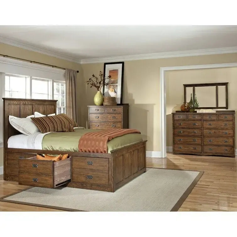 Solid Oak Craftsman Panel Headboard — Mission Finish