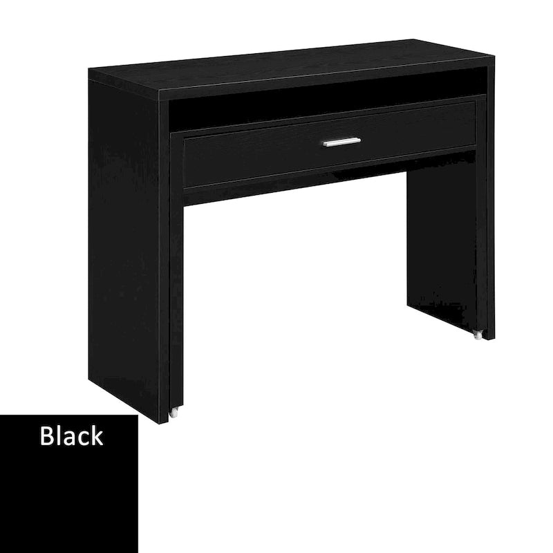 Modern Sliding Console Desk with Drawer & Monitor Riser