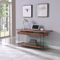 Rotatable Glass & Walnut Veneer Writing Desk