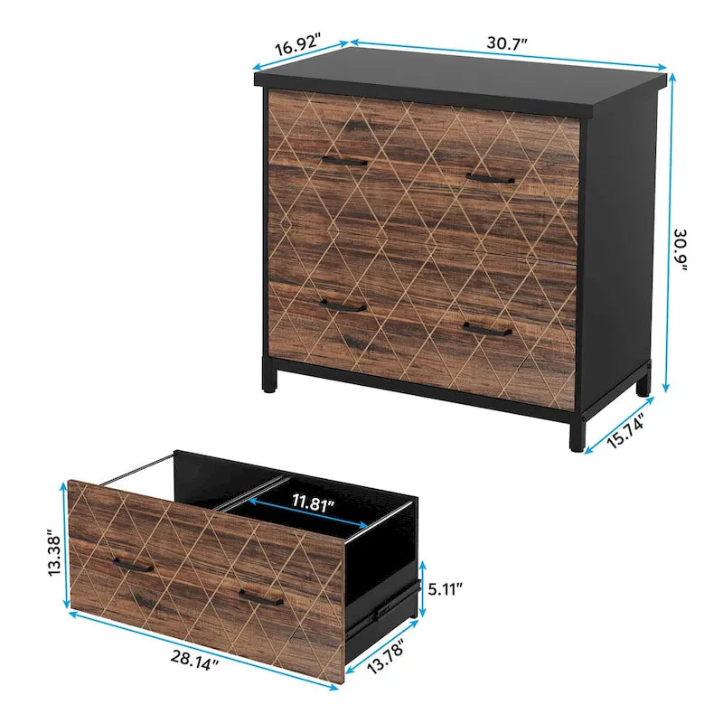 2-Drawer Lateral File Cabinet and Printer Stand with Wood-Grain Top