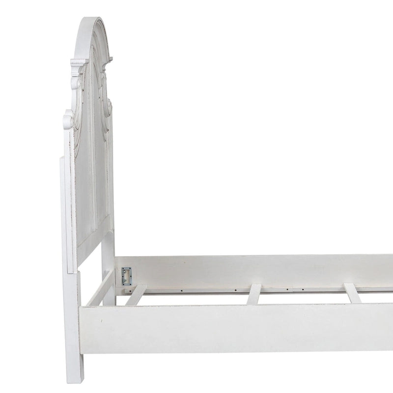 Queen Size Vintage Panel Headboard – Arched Crown with Distressed Wood Finish