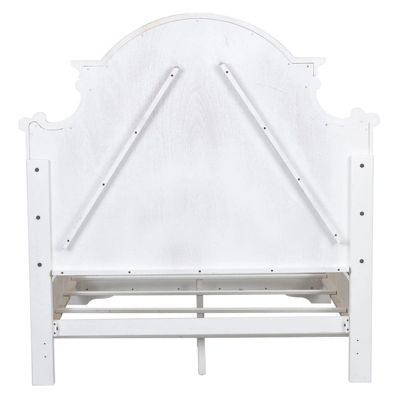 Queen Size Vintage Panel Headboard – Arched Crown with Distressed Wood Finish