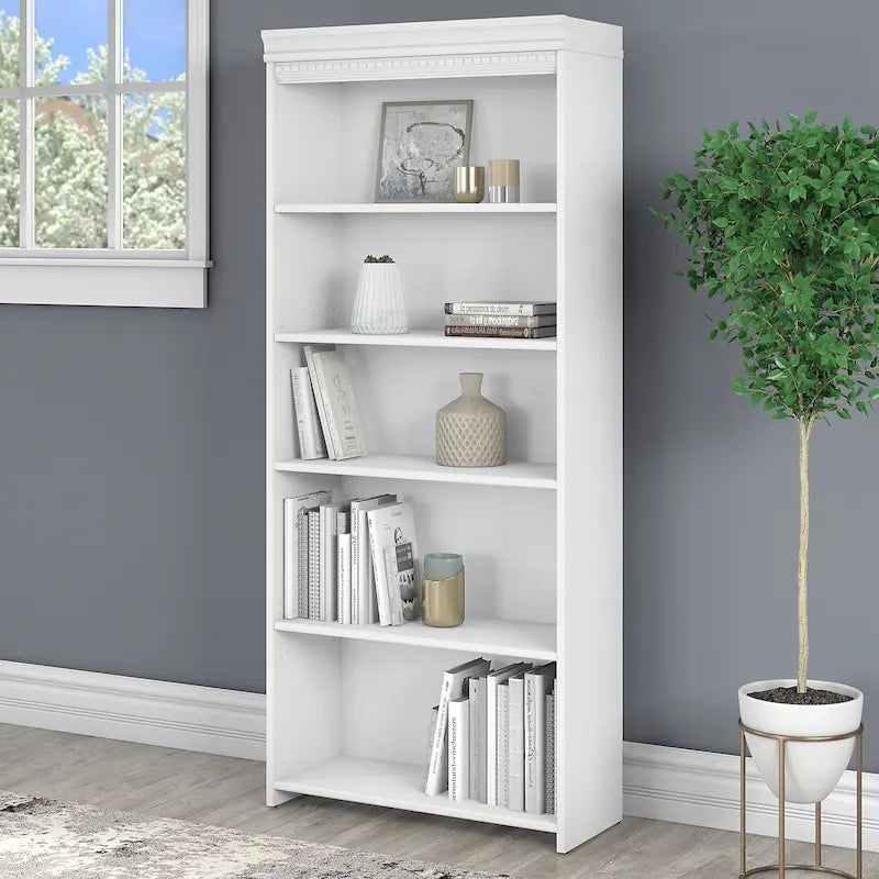 5-Shelf Bookcase with Adjustable Shelves – Antique Finish