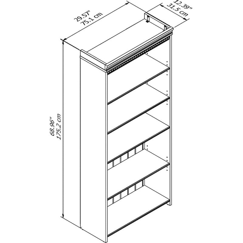 5-Shelf Bookcase with Adjustable Shelves – Antique Finish
