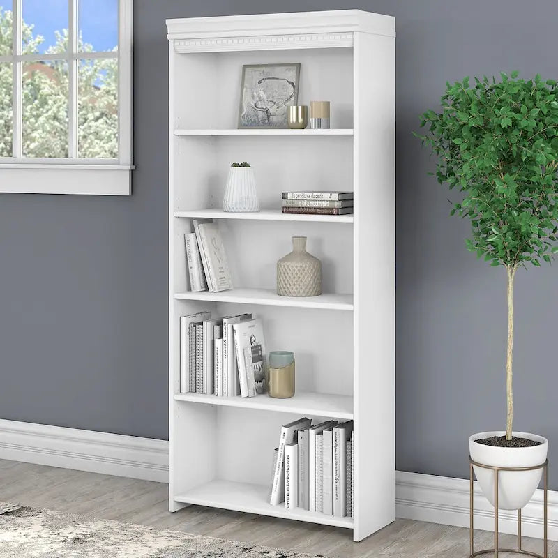 5-Shelf Bookcase with Adjustable Shelves – Antique Finish