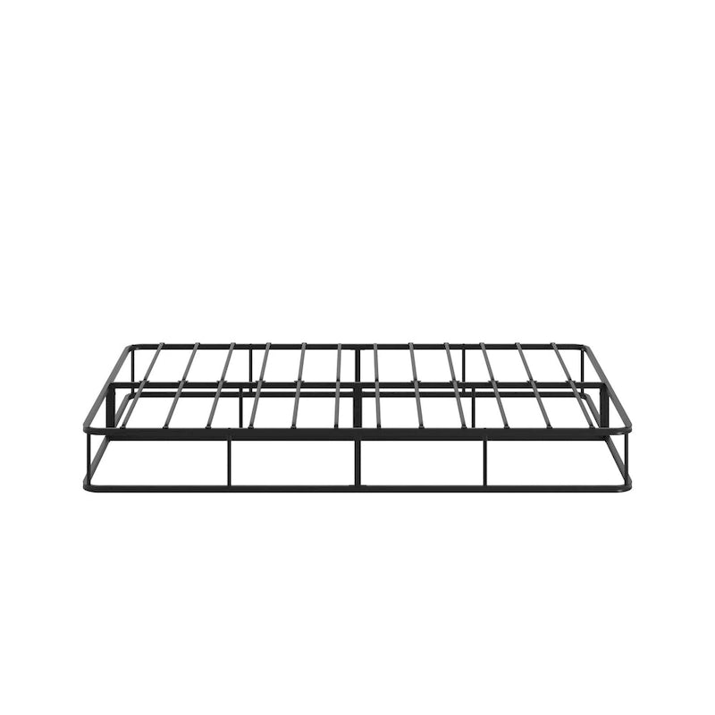 Black Metal Platform Bed Frame with Slat Support — No Box Spring Needed