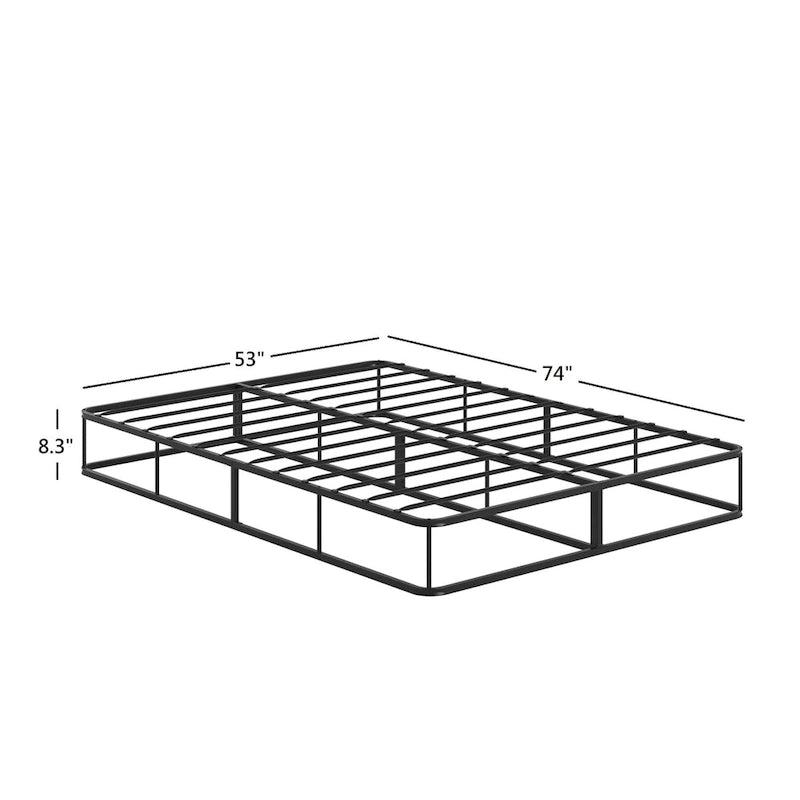 Black Metal Platform Bed Frame with Slat Support — No Box Spring Needed