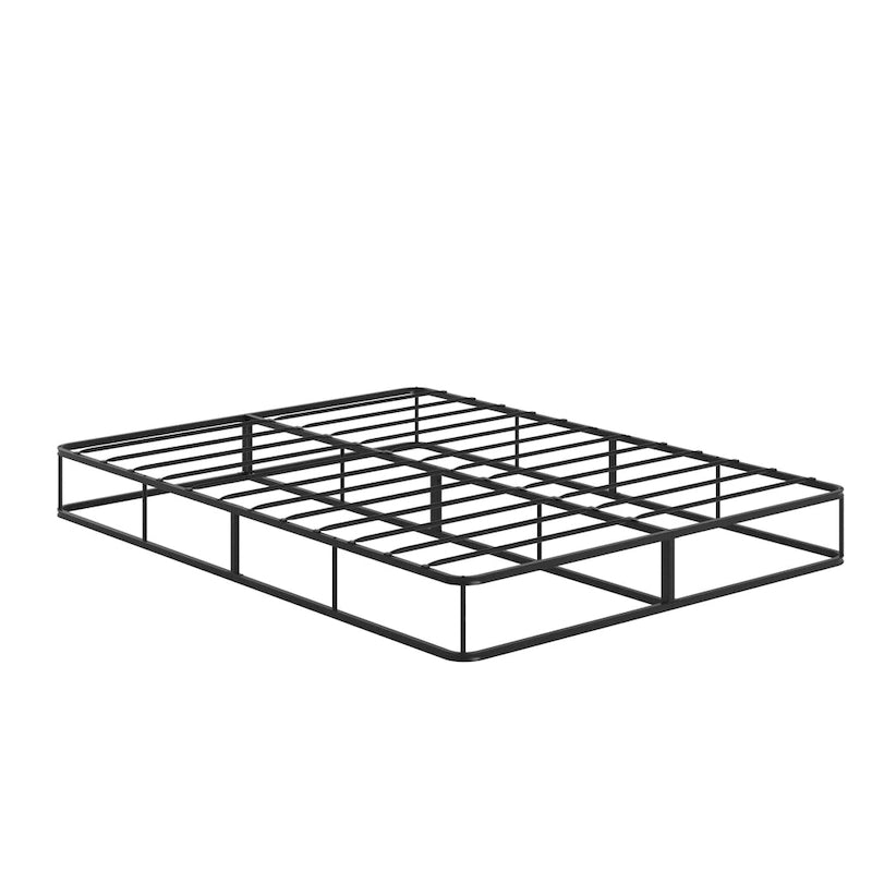 Black Metal Platform Bed Frame with Slat Support — No Box Spring Needed