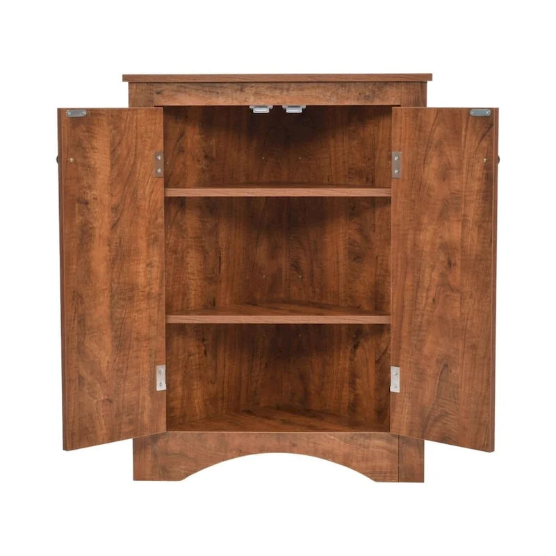 Triangle Corner Floor Storage Cabinet with Adjustable Shelves