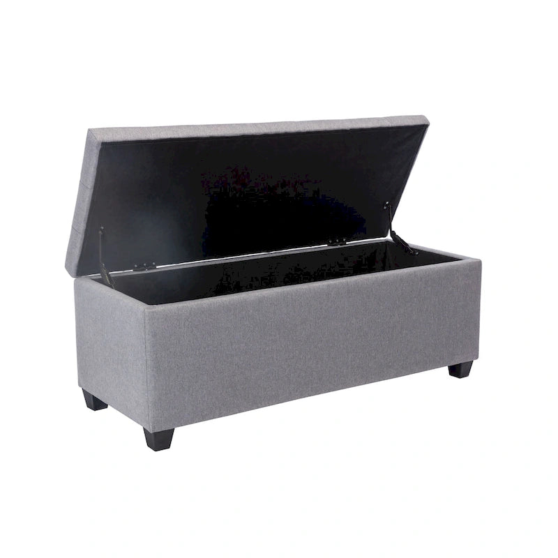 Fabric Upholstered Flip-Top Storage Bench – Entryway & Living Room Organizer