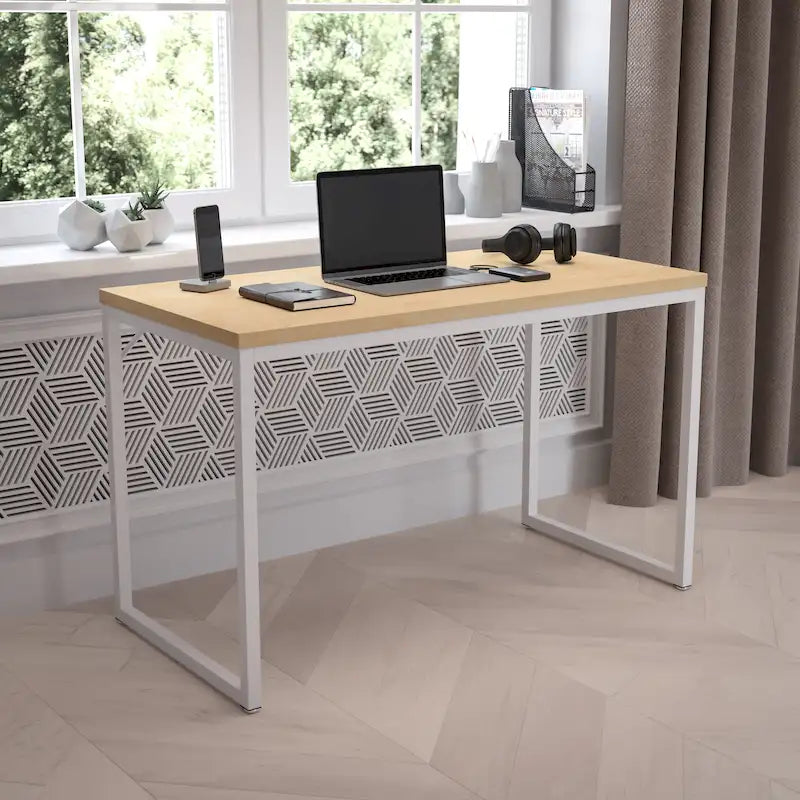 47" Industrial Style Office Desk with Heavy-Duty Steel Frame – Writing & Computer Table