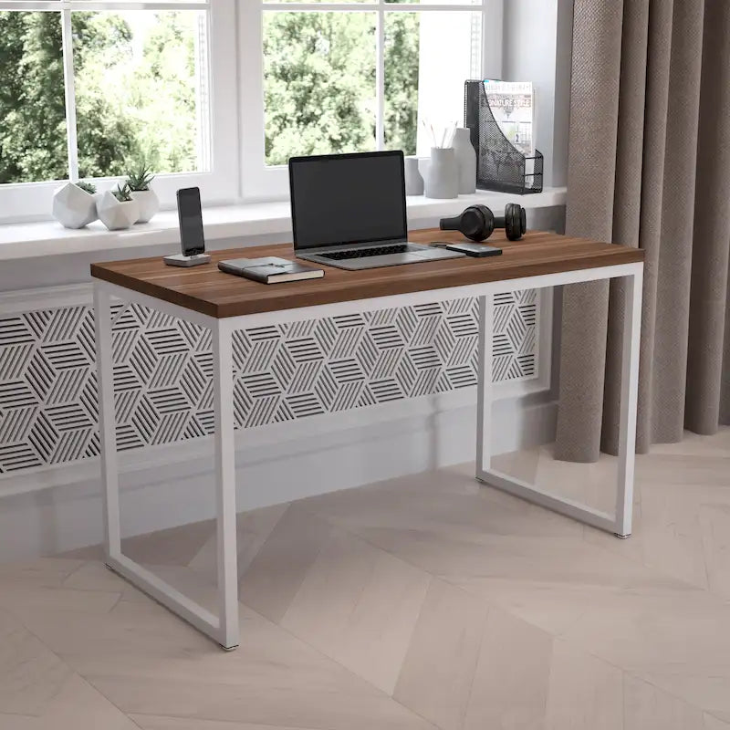 47" Industrial Style Office Desk with Heavy-Duty Steel Frame – Writing & Computer Table