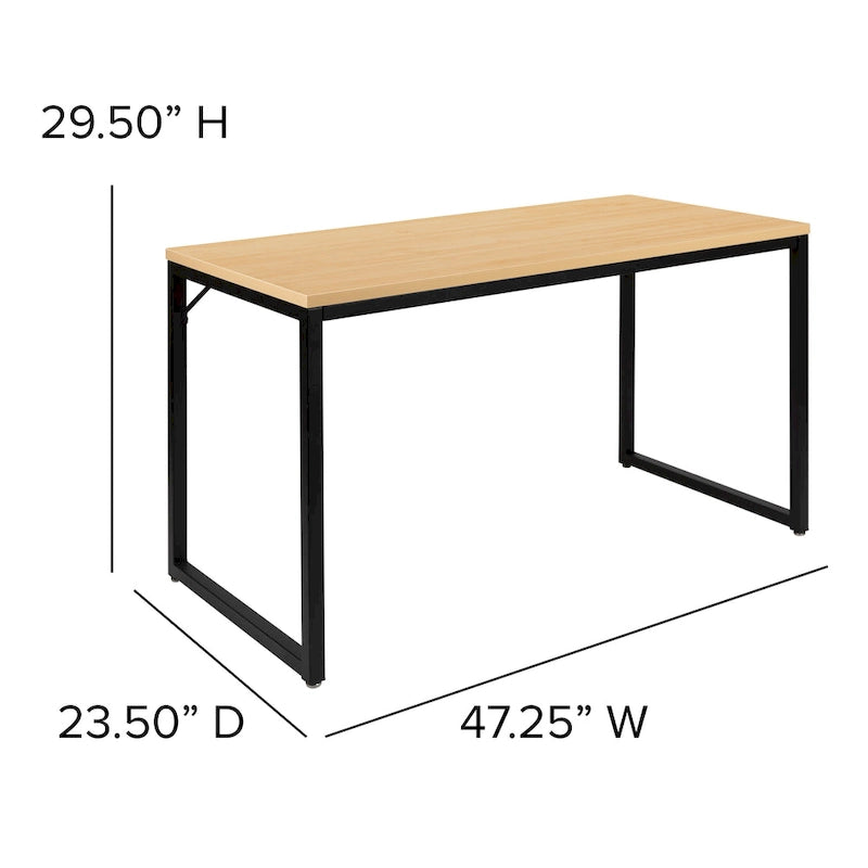 47" Industrial Style Office Desk with Heavy-Duty Steel Frame – Writing & Computer Table