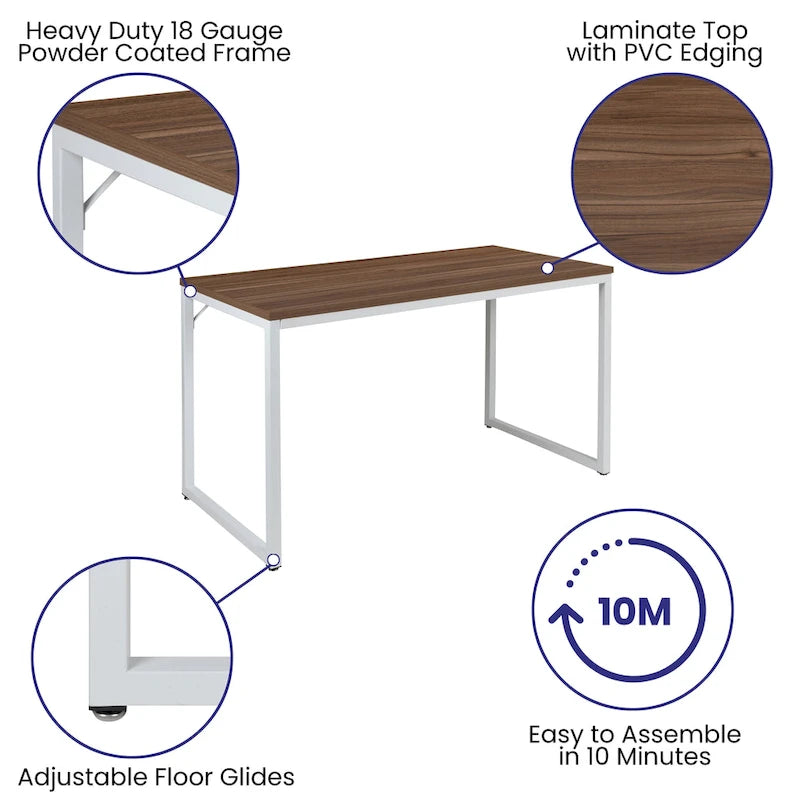 47" Industrial Style Office Desk with Heavy-Duty Steel Frame – Writing & Computer Table