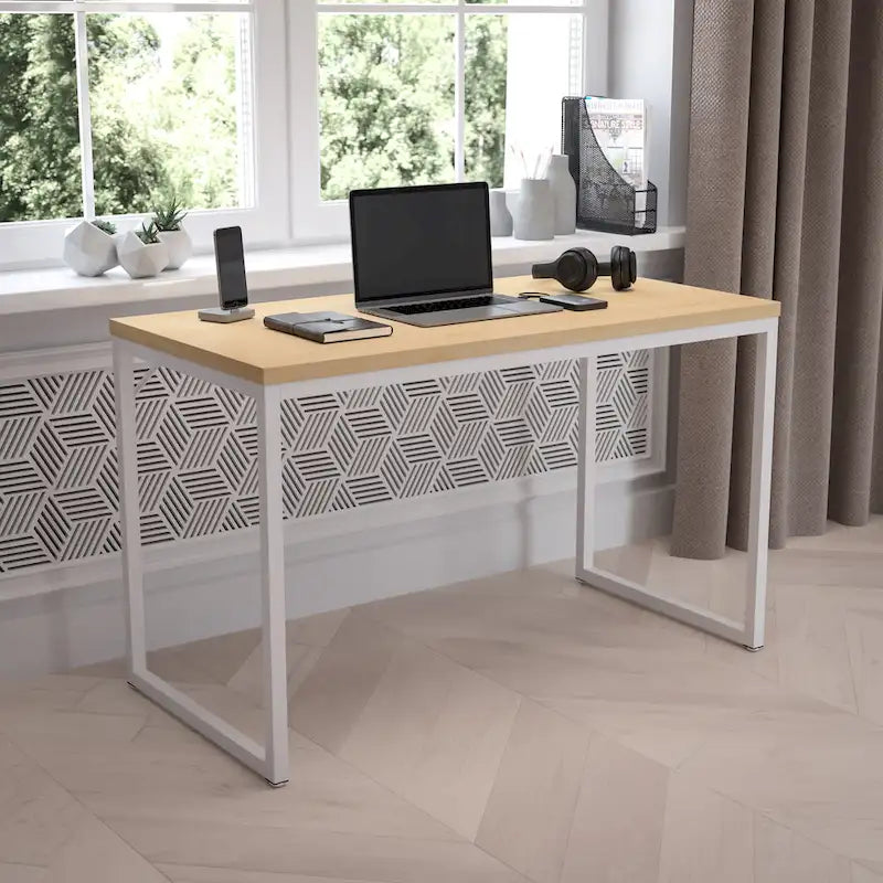 47" Industrial Style Office Desk with Heavy-Duty Steel Frame – Writing & Computer Table
