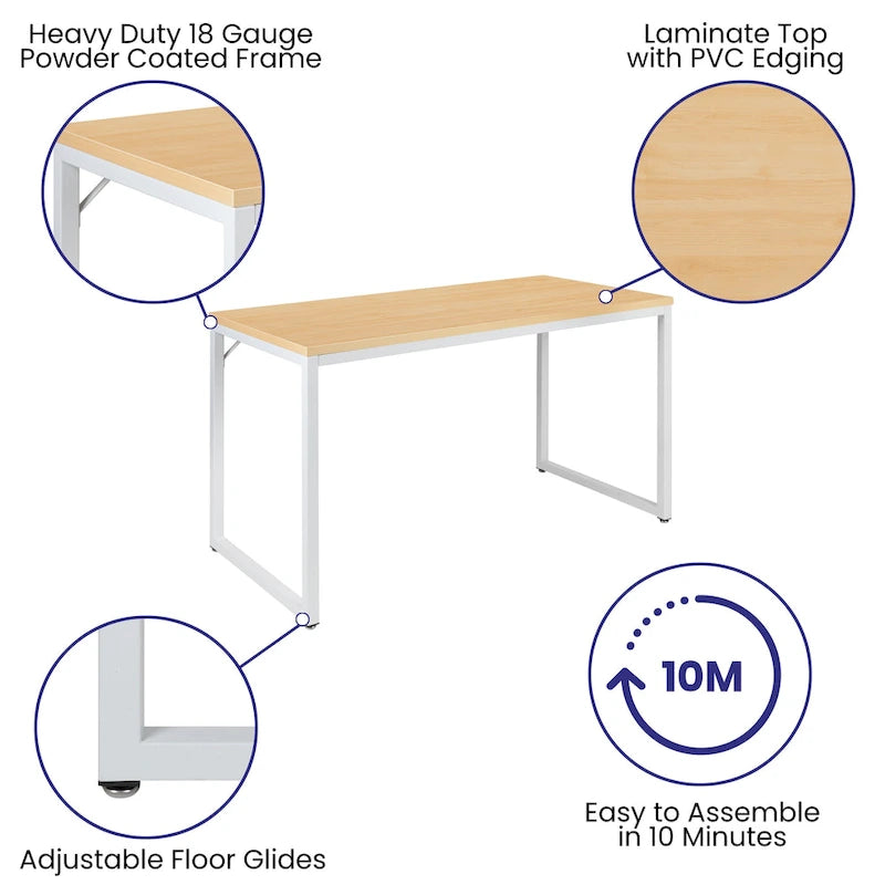 47" Industrial Style Office Desk with Heavy-Duty Steel Frame – Writing & Computer Table