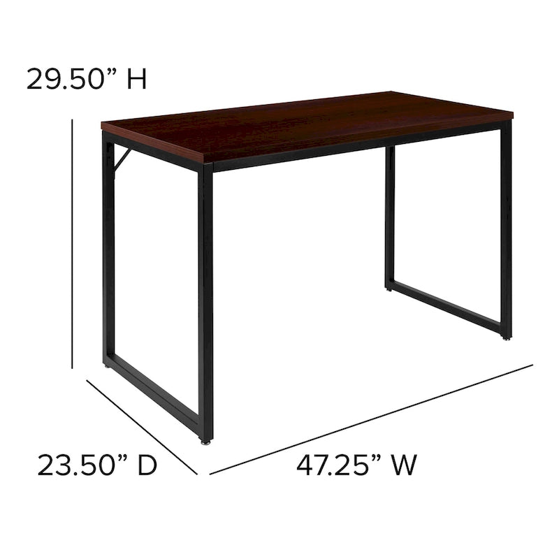 47" Industrial Style Office Desk with Heavy-Duty Steel Frame – Writing & Computer Table