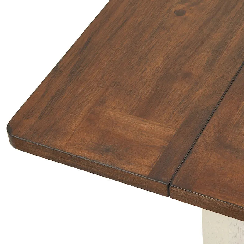 Two-Tone Drop Leaf Dining Table with Extendable Leaves