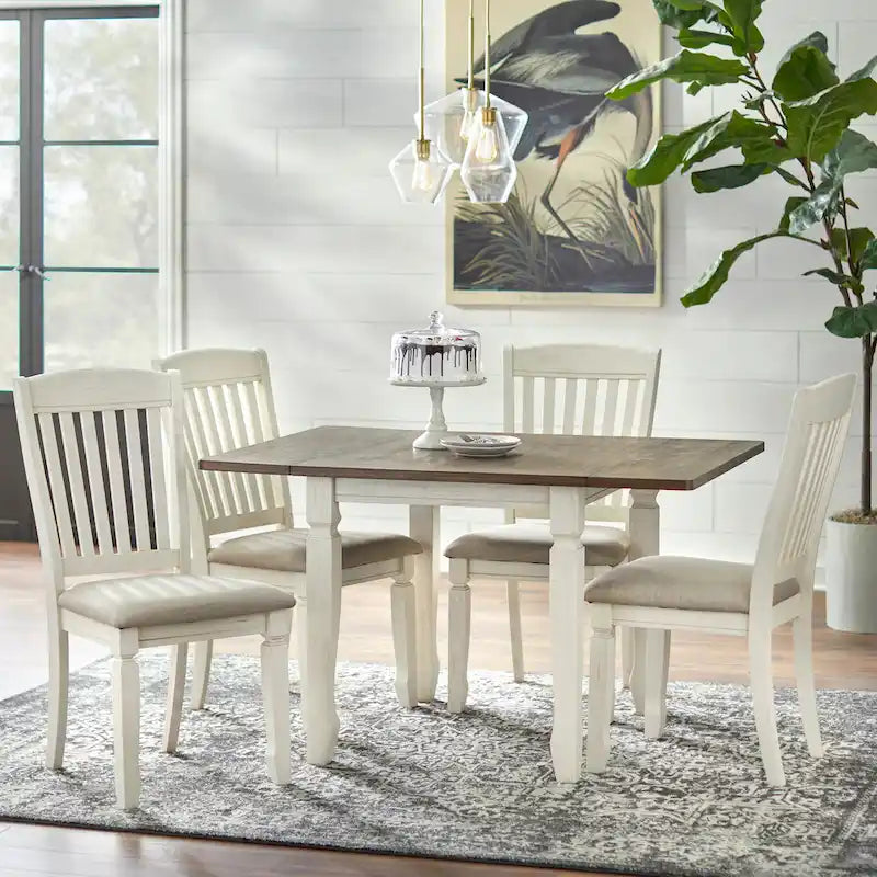 Two-Tone Drop Leaf Dining Table with Extendable Leaves
