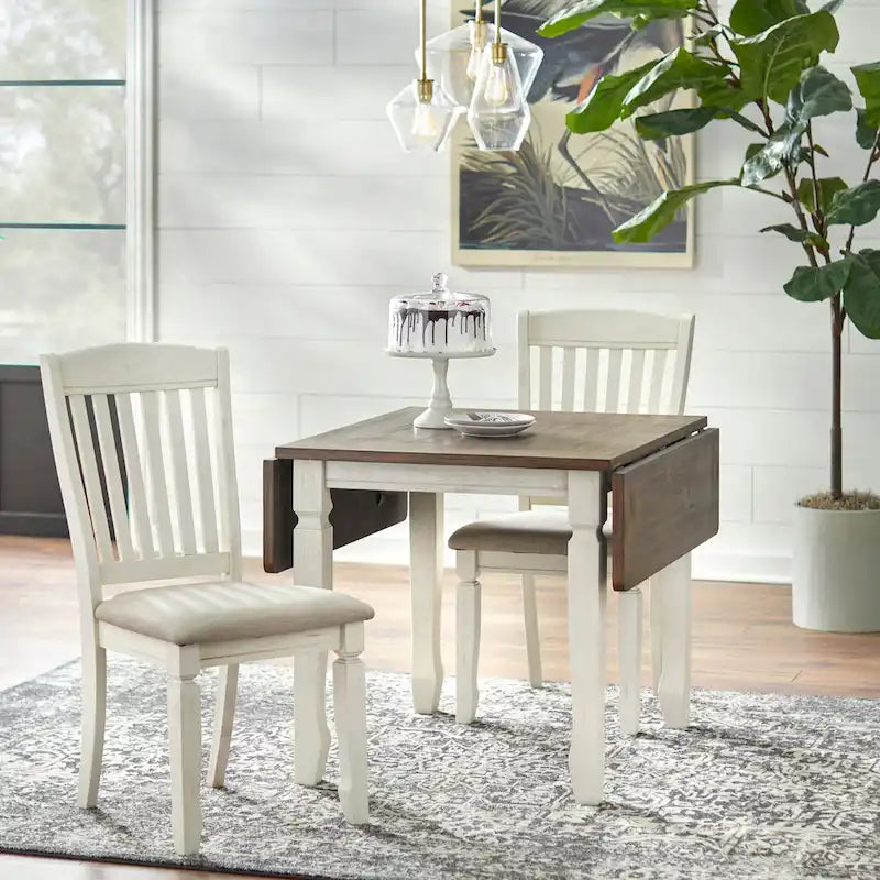 Two-Tone Drop Leaf Dining Table with Extendable Leaves