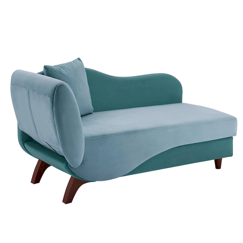 Two-Tone Velvet Storage Chaise Lounge with Adjustable Back & Accent Pillow