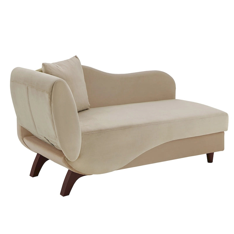 Two-Tone Velvet Storage Chaise Lounge with Adjustable Back & Accent Pillow
