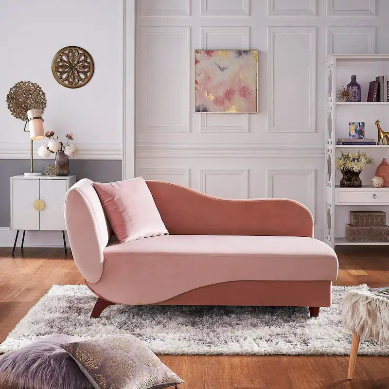 Two-Tone Velvet Storage Chaise Lounge with Adjustable Back & Accent Pillow