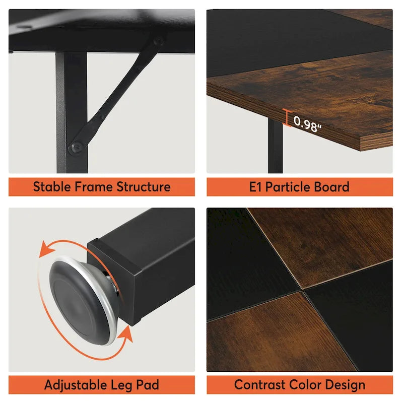 4-Seat Dining Table with Storage Shelf – Wood Top & Metal Legs