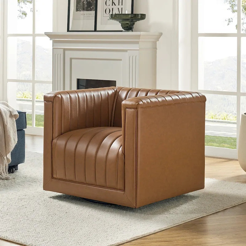Modern Swivel Barrel Chair with 360° Rotation
