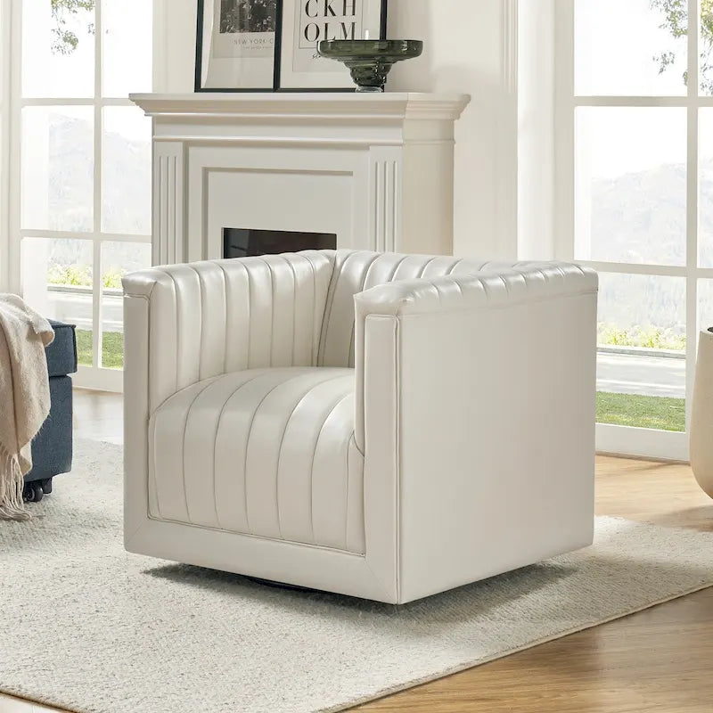 Modern Swivel Barrel Chair with 360° Rotation