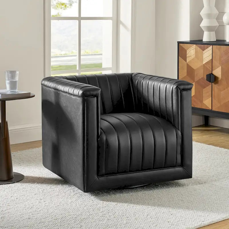 Modern Swivel Barrel Chair with 360° Rotation