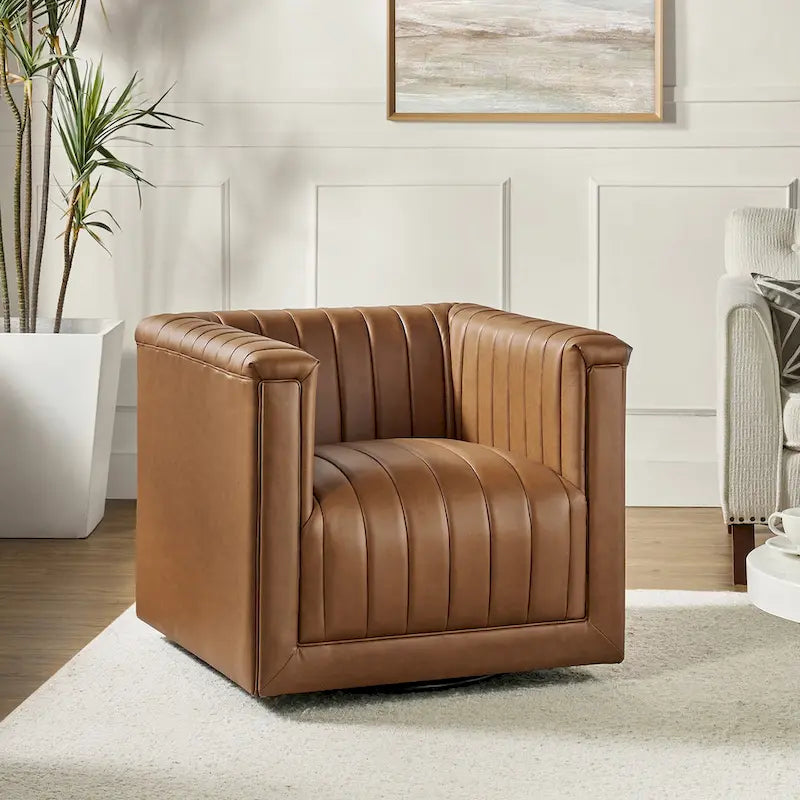 Modern Swivel Barrel Chair with 360° Rotation