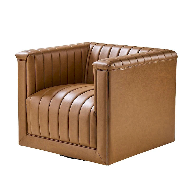 Modern Swivel Barrel Chair with 360° Rotation