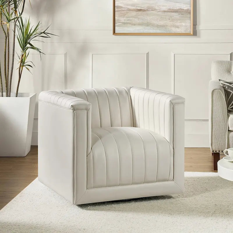 Modern Swivel Barrel Chair with 360° Rotation