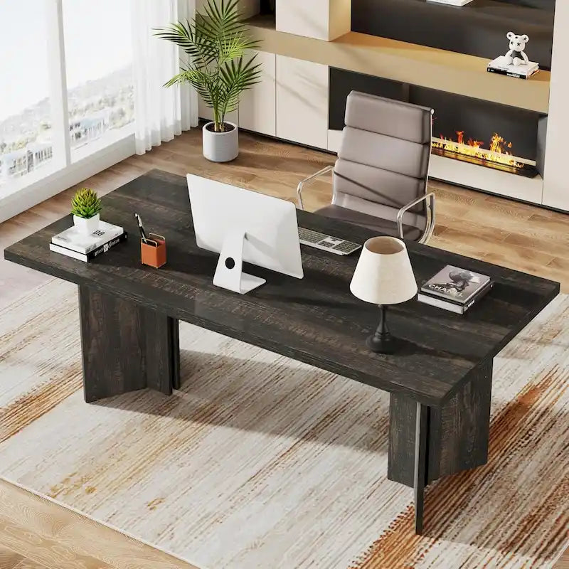 63-Inch Farmhouse Style Large Multi-Purpose Desk