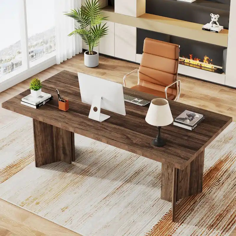 63-Inch Farmhouse Style Large Multi-Purpose Desk