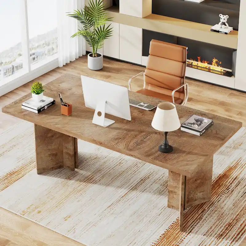 63-Inch Farmhouse Style Large Multi-Purpose Desk