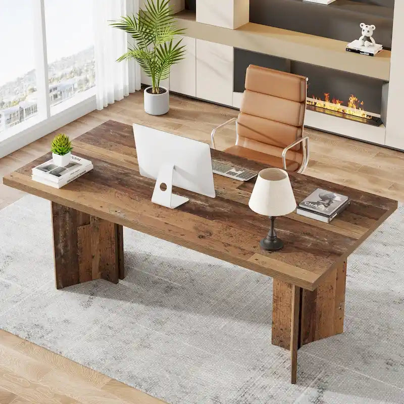 63-Inch Farmhouse Style Large Multi-Purpose Desk