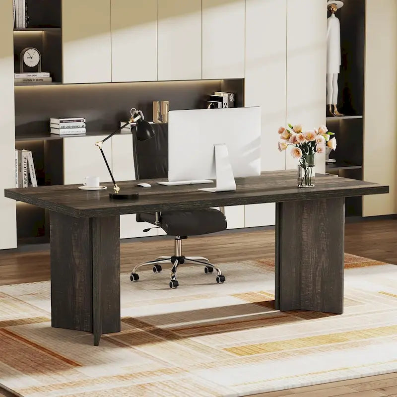 63-Inch Farmhouse Style Large Multi-Purpose Desk