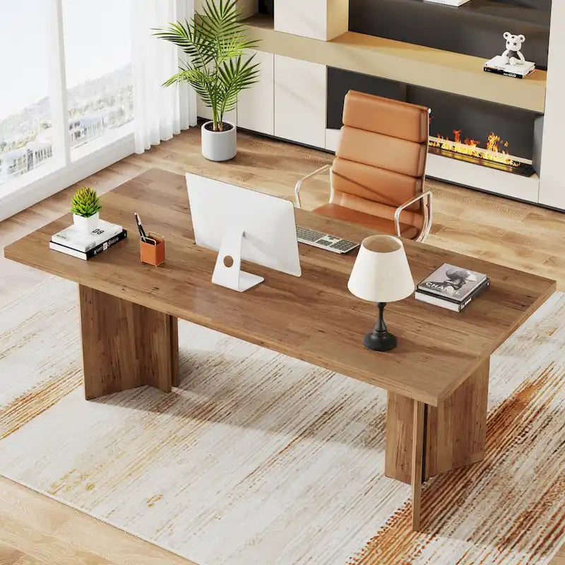 63-Inch Farmhouse Style Large Multi-Purpose Desk